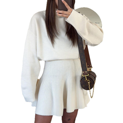 Casual Vacation Style Sweater Long Sleeve Skirt Dress Women's Clothing