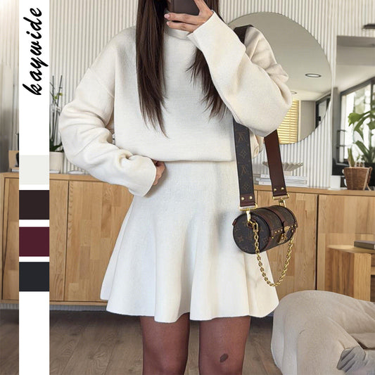 Casual Vacation Style Sweater Long Sleeve Skirt Dress Women's Clothing